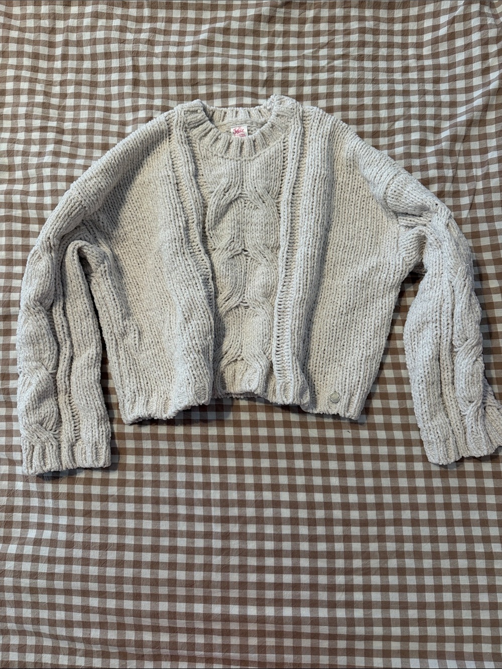 Justice Cream Cable Knit Crop Sweater